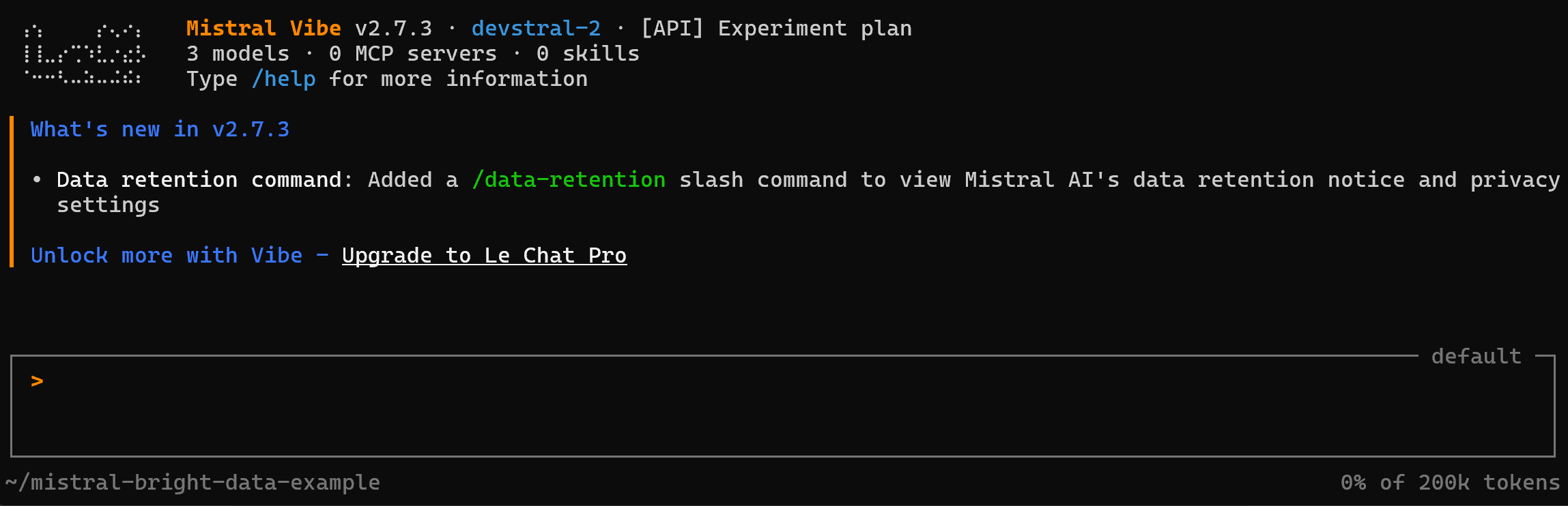 The Mistral Vibe terminal UI