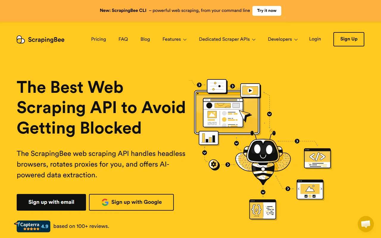 ScrapingBee homepage