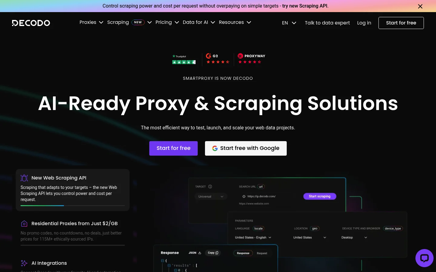 Smartproxy homepage