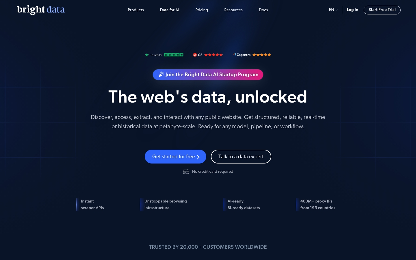 Bright Data homepage