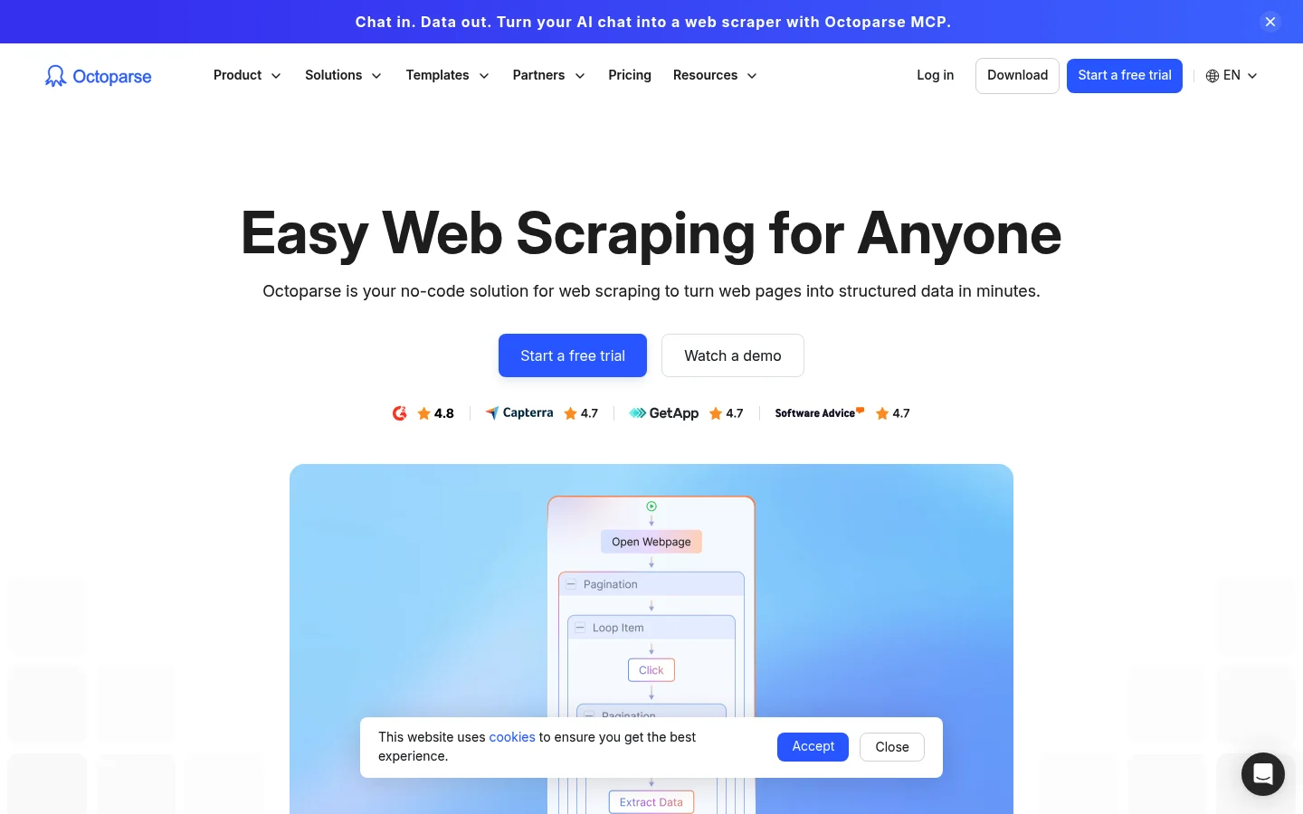 Octoparse homepage