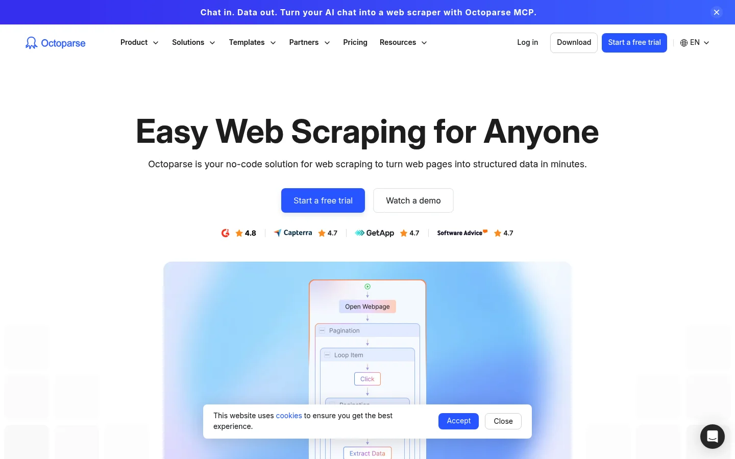 Octoparse homepage