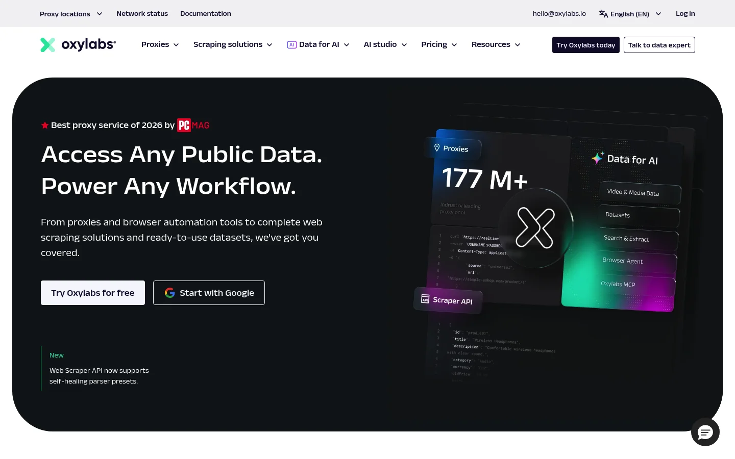 Oxylabs homepage