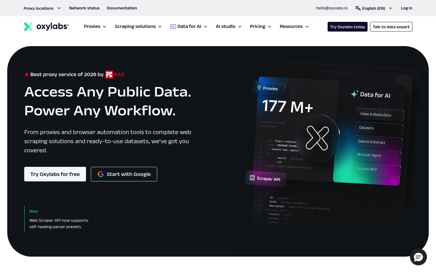 Oxylabs homepage