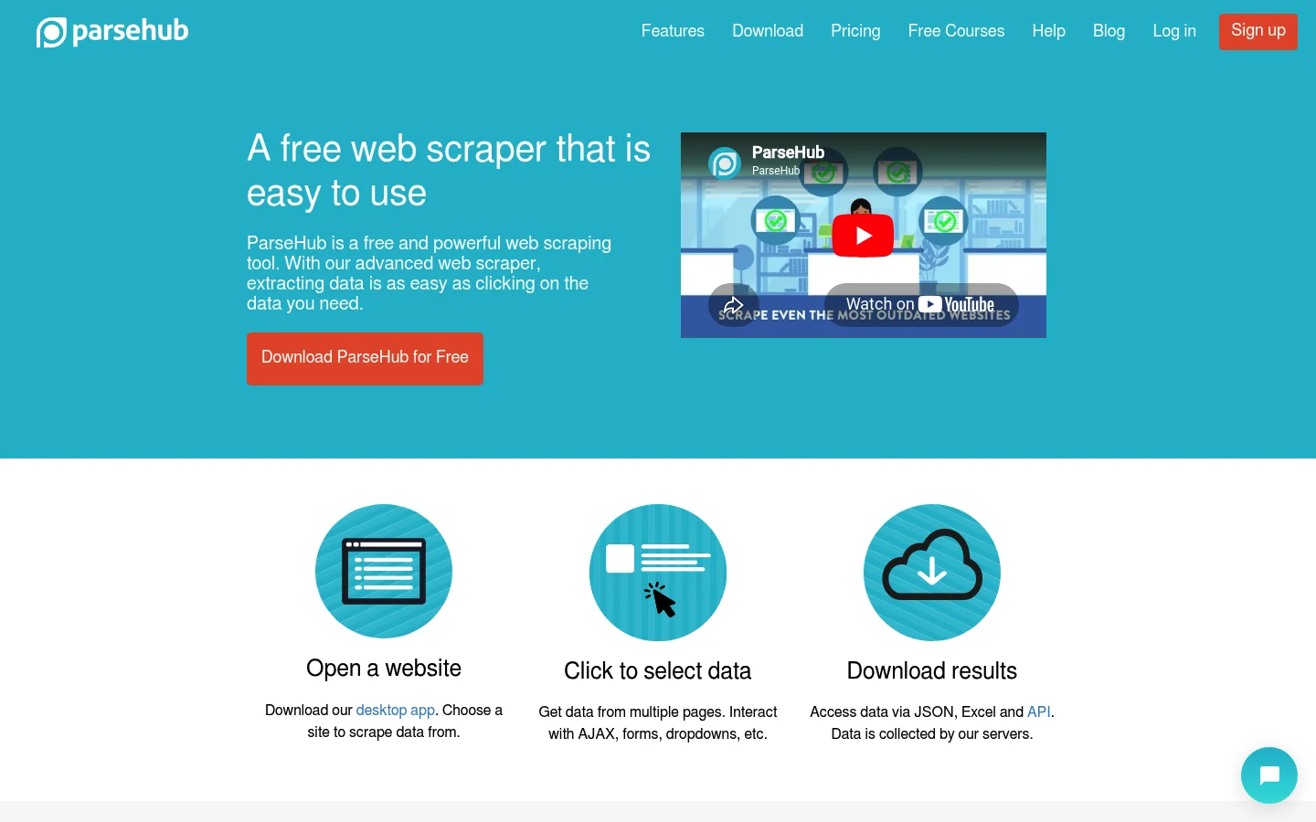 ParseHub homepage