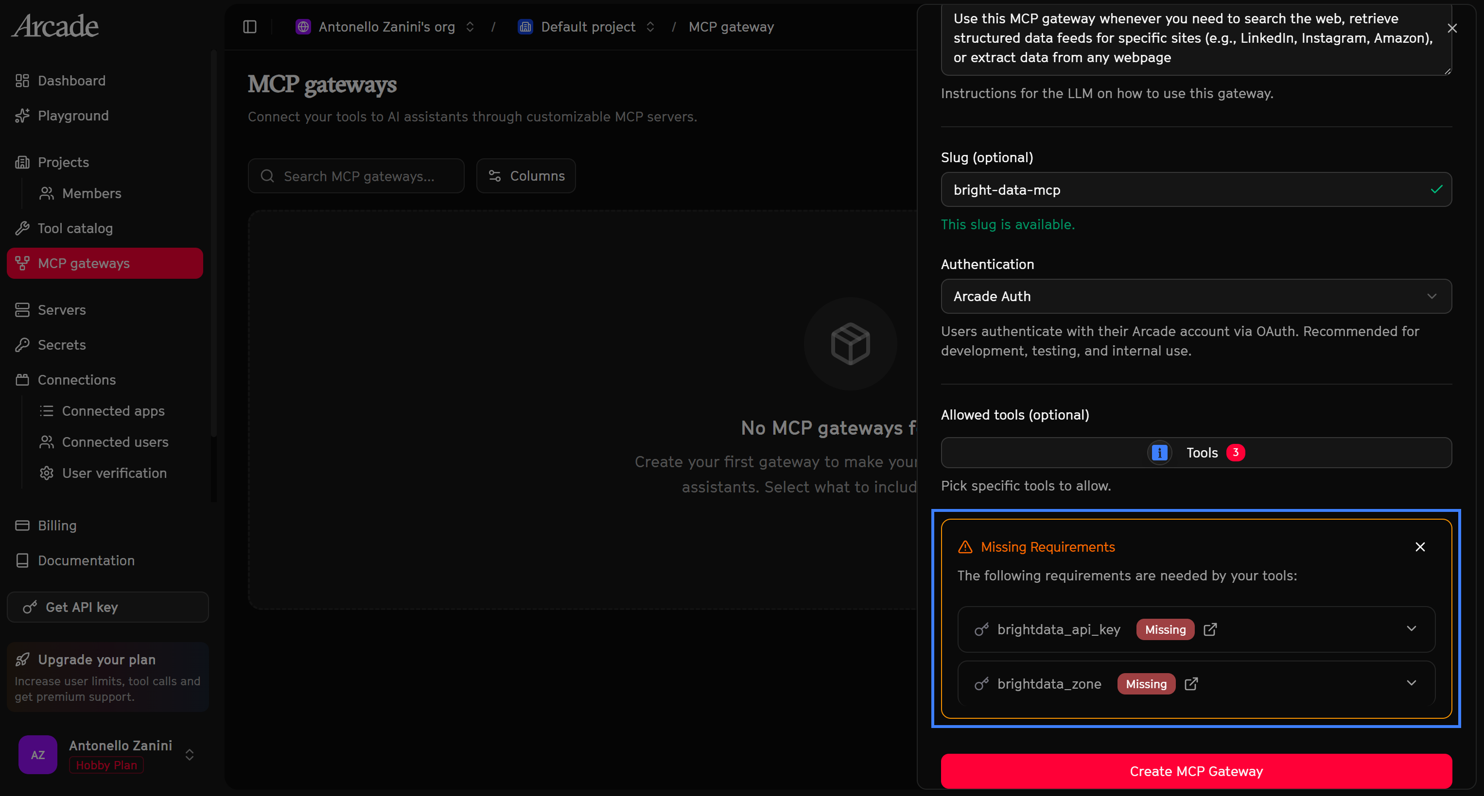 Note the warning message