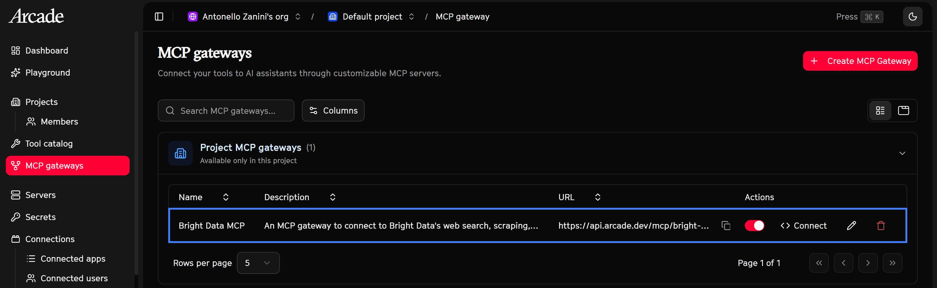 Note the “Bright Data MCP” entry