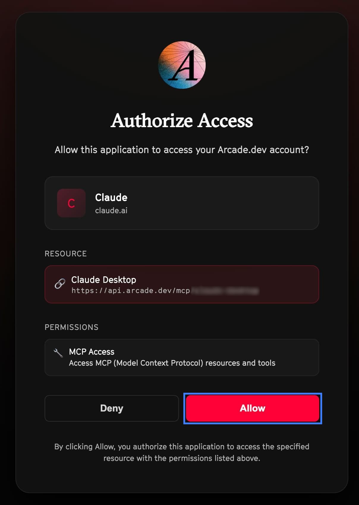 Allowing Claude Desktop to interact with Arcade