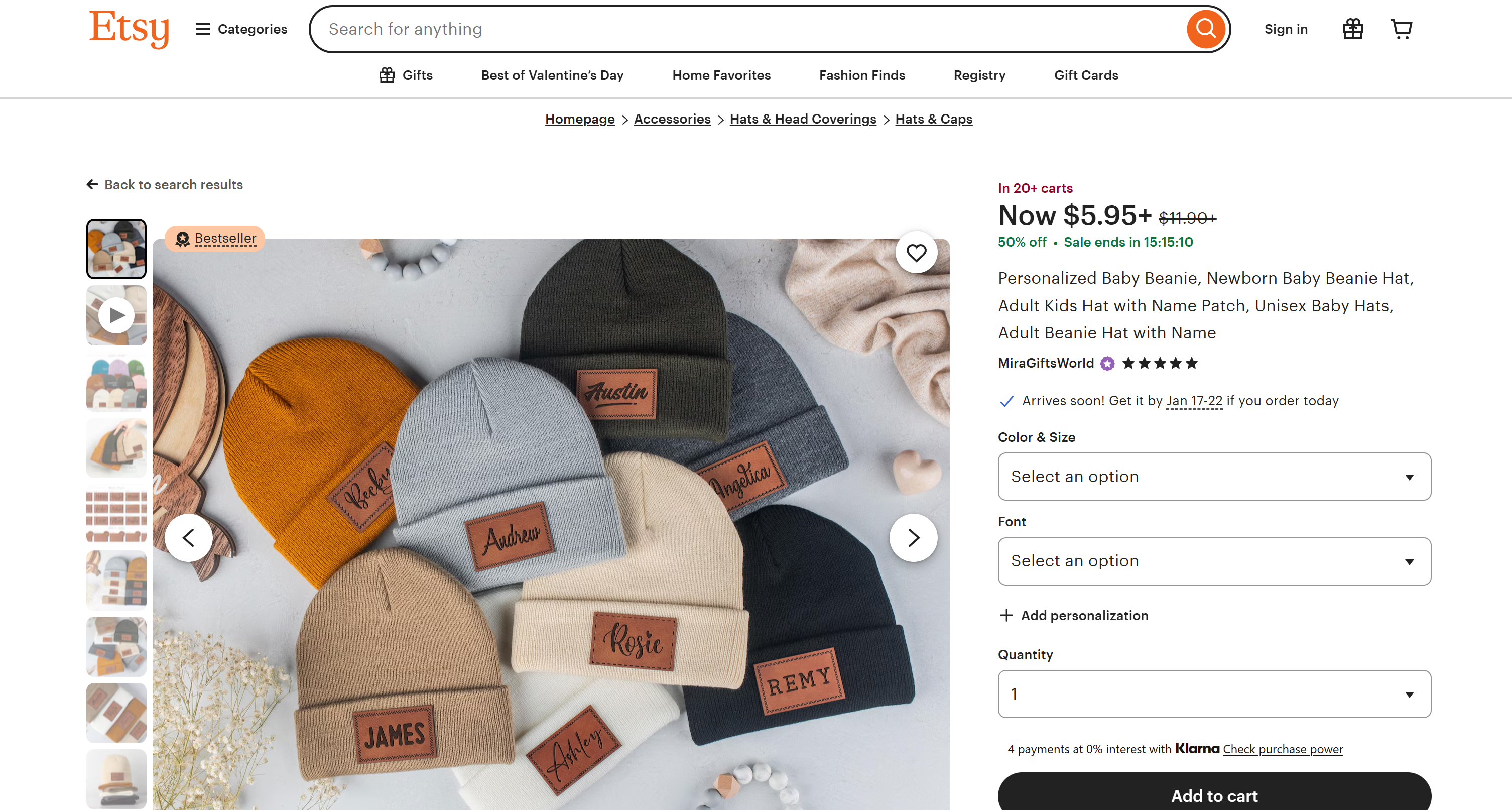 The target Etsy product page