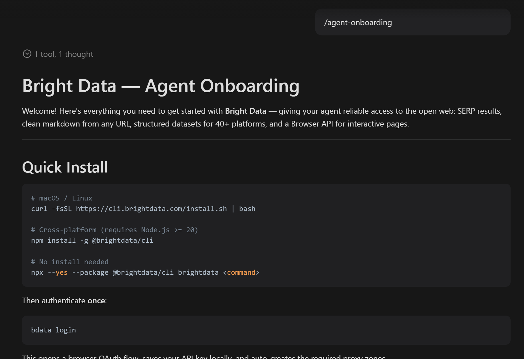 The Bright Data onboarding skills