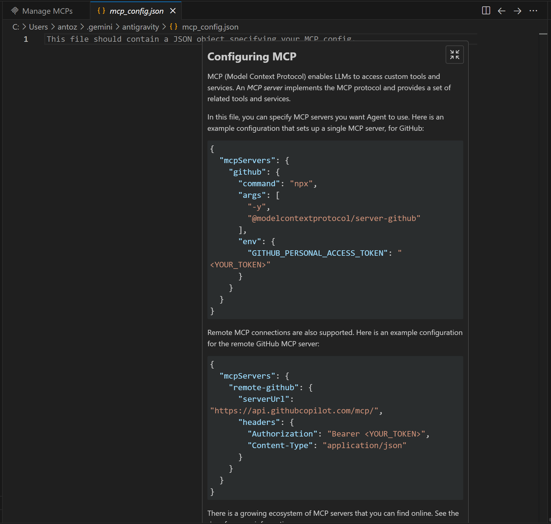 The mcp_config.json file