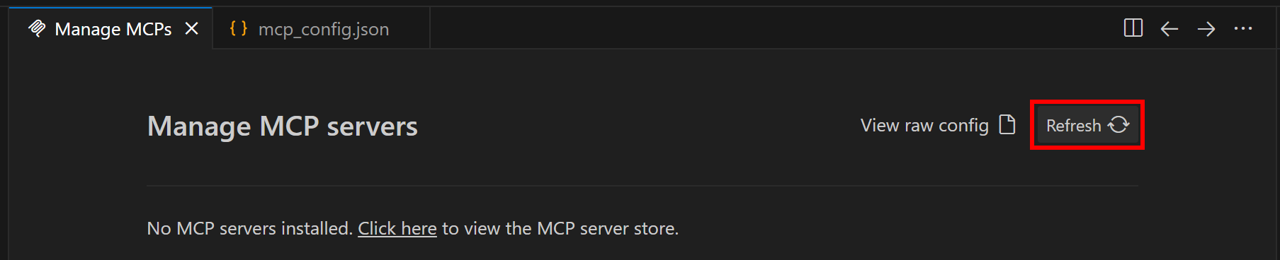 Pressing the “Refresh” button