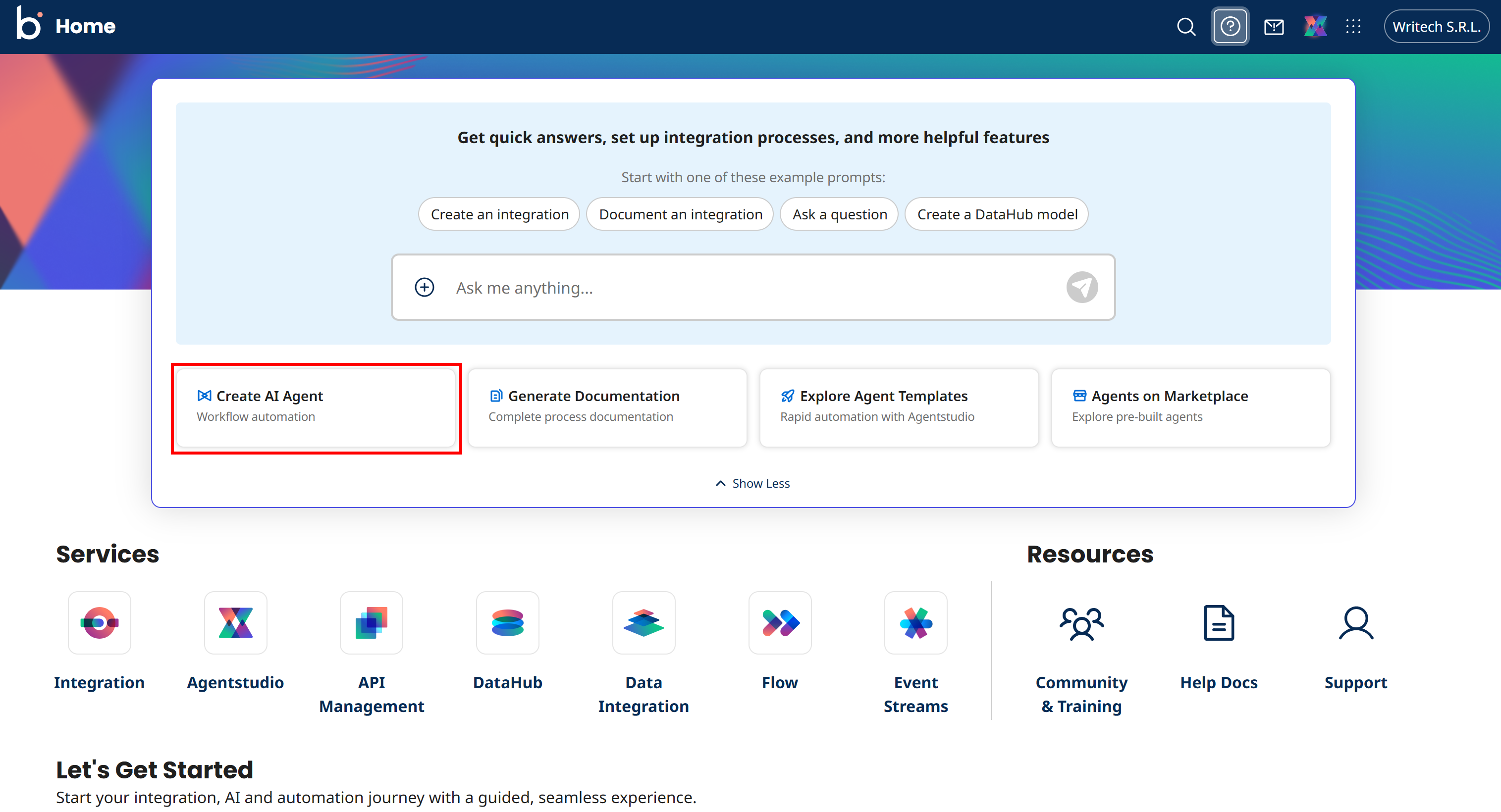 Clicking the “Create AI Agent” button