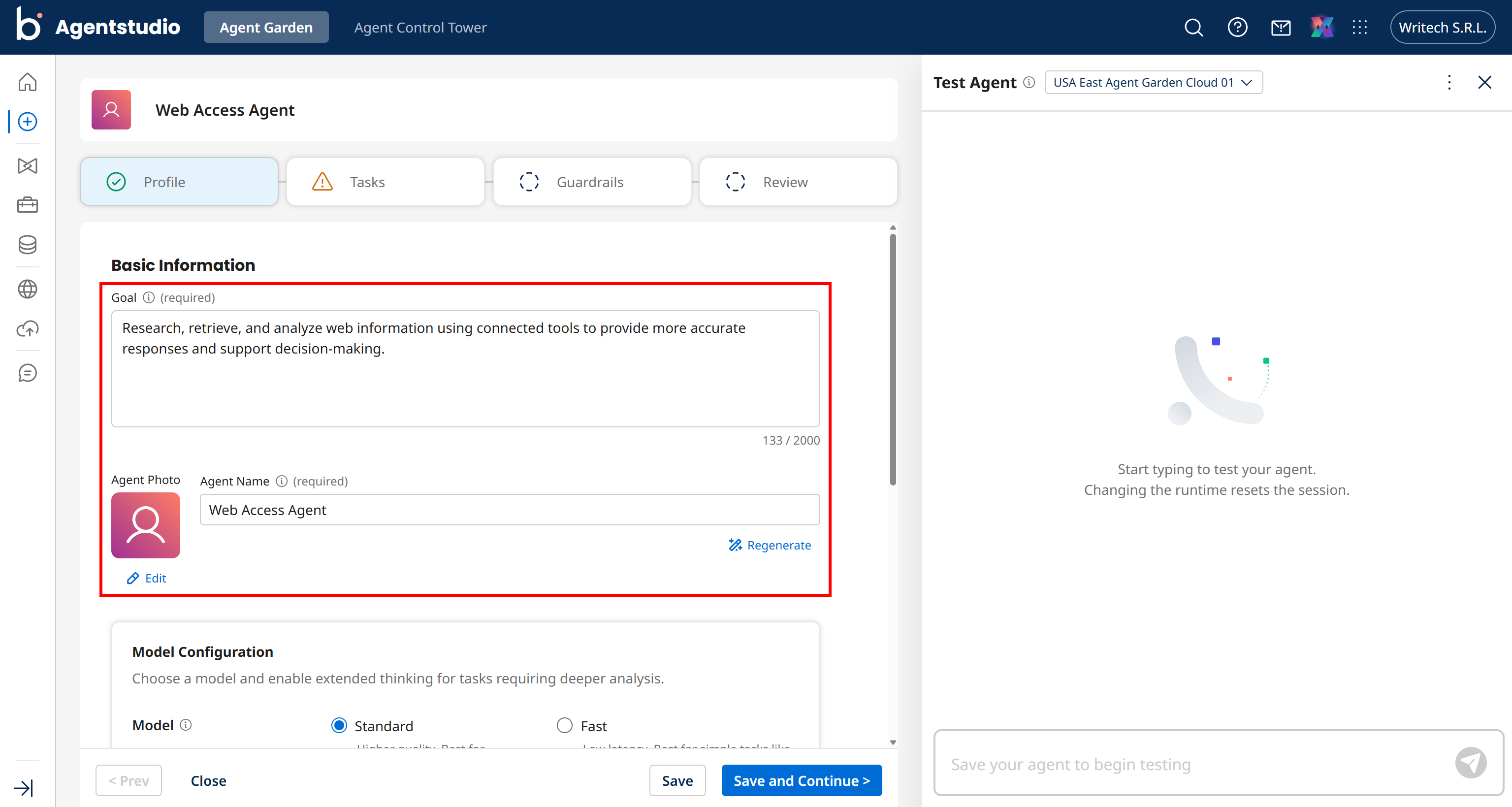 Configuring the Boomi AI agent profile