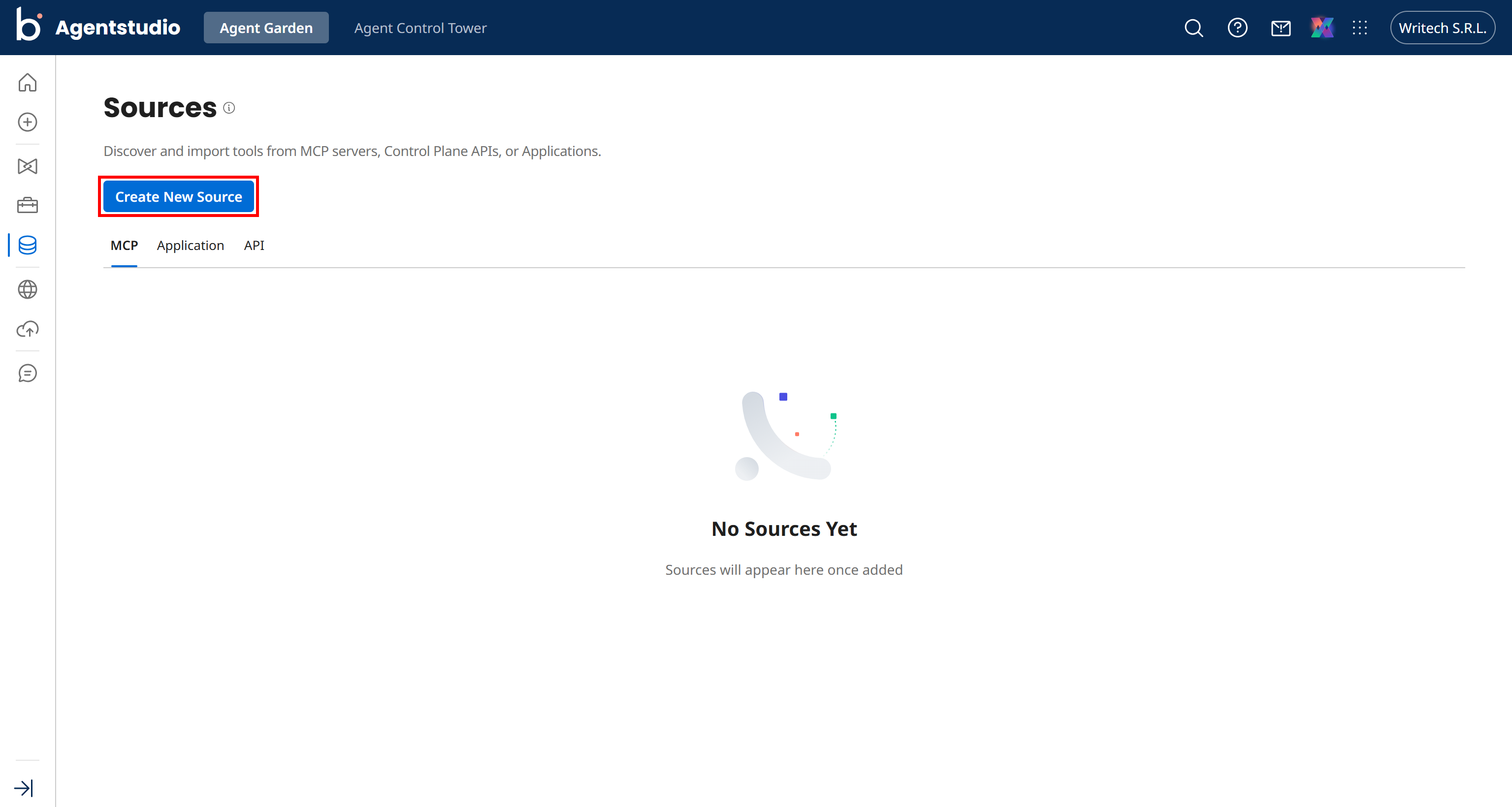 Pressing the “Create New Source” button