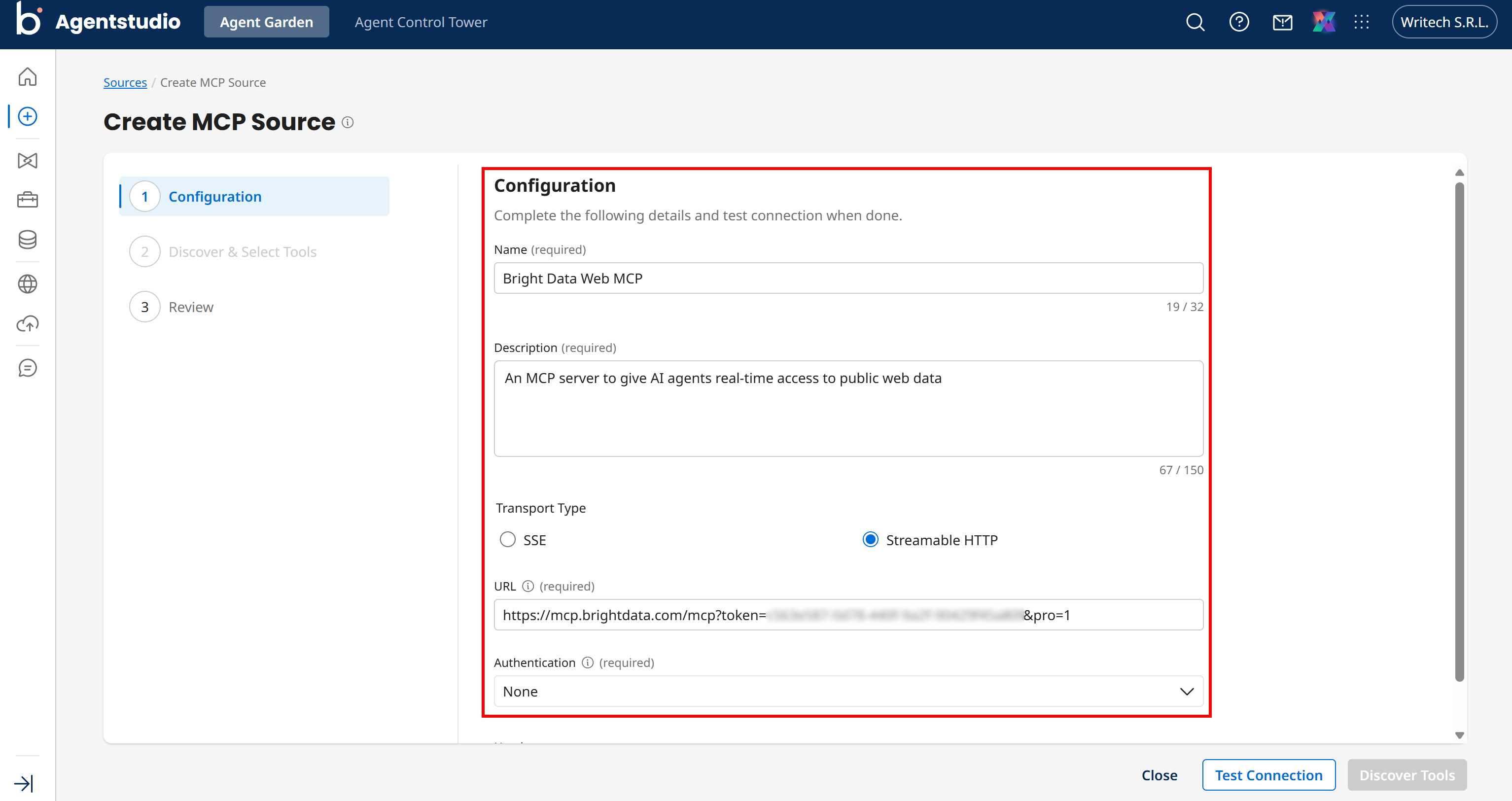 Note the Bright Data Web MCP configuration