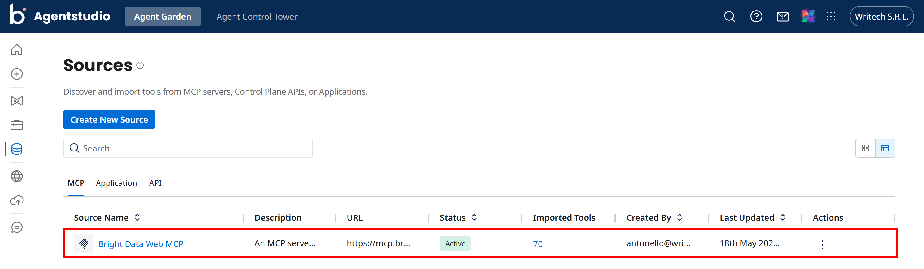 Note the Bright Data Web MCP entry