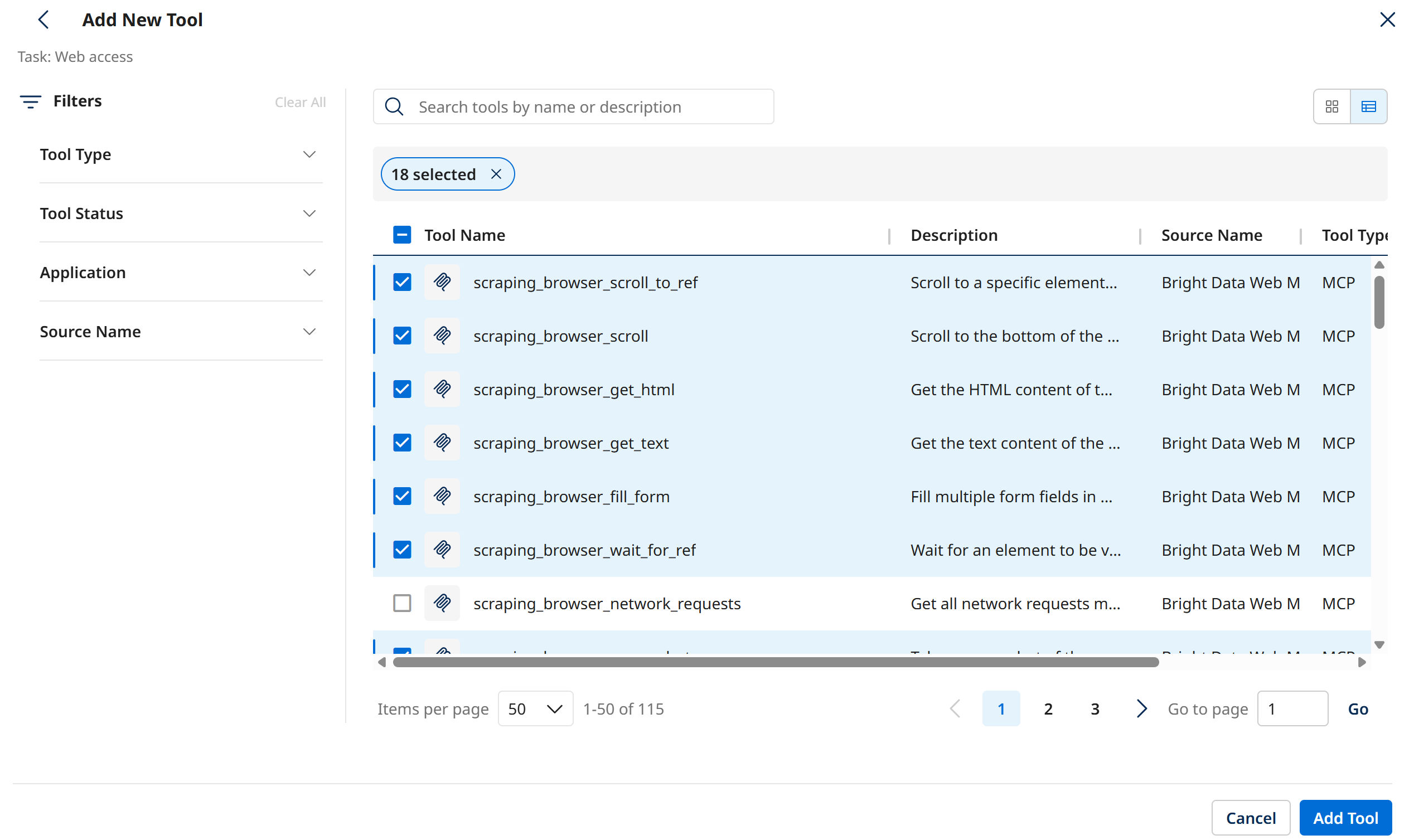Selecting the relevant Bright Data Web MCP tools