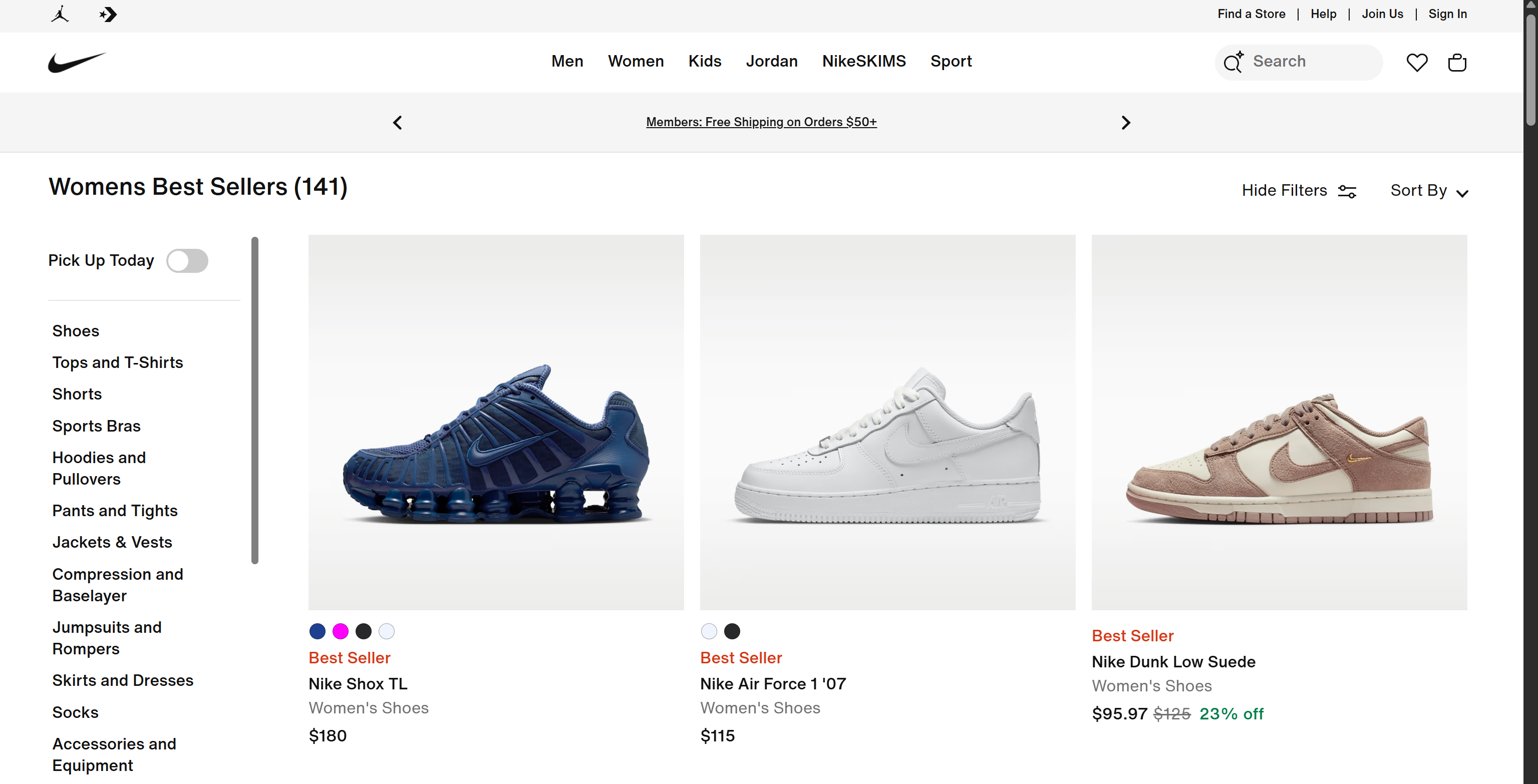 The target “Womens Best Sellers” page