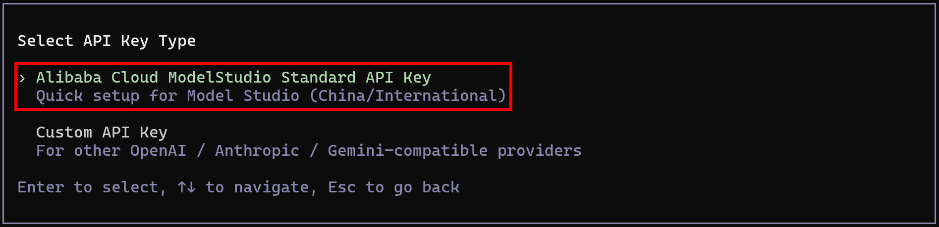 Authenticating via the Alibaba Cloud ModelStudio Standard API key