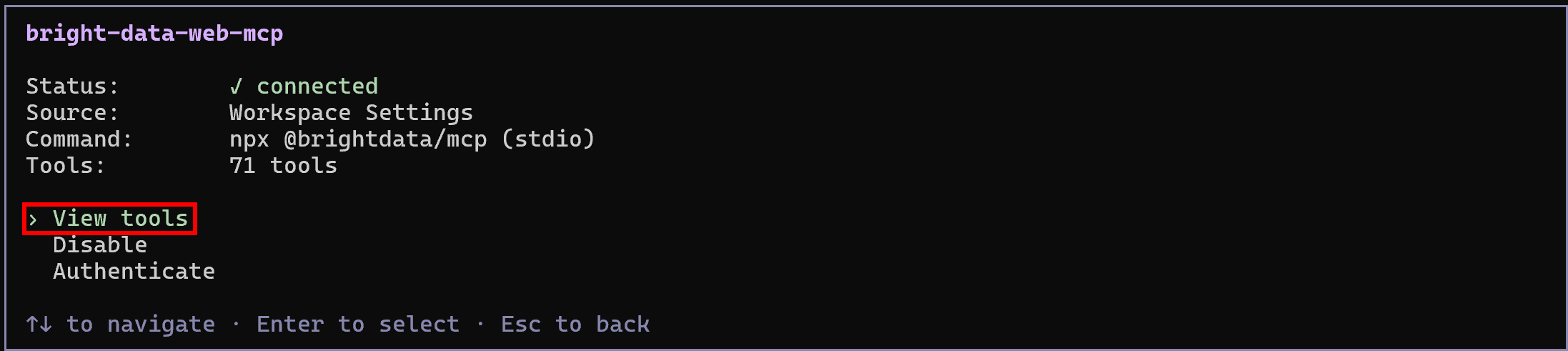 Selecting the “View tools” option