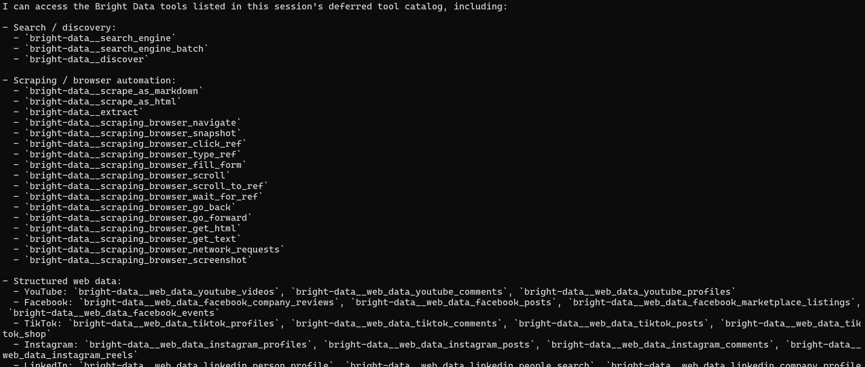 Observa las herramientas del Web MCP vistas por el asistente de IA ZeroClaw