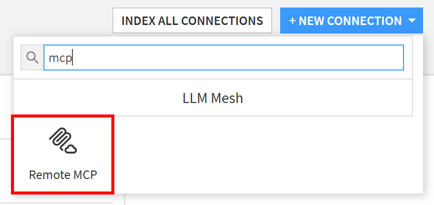 Selecting the “Remote MCP” option