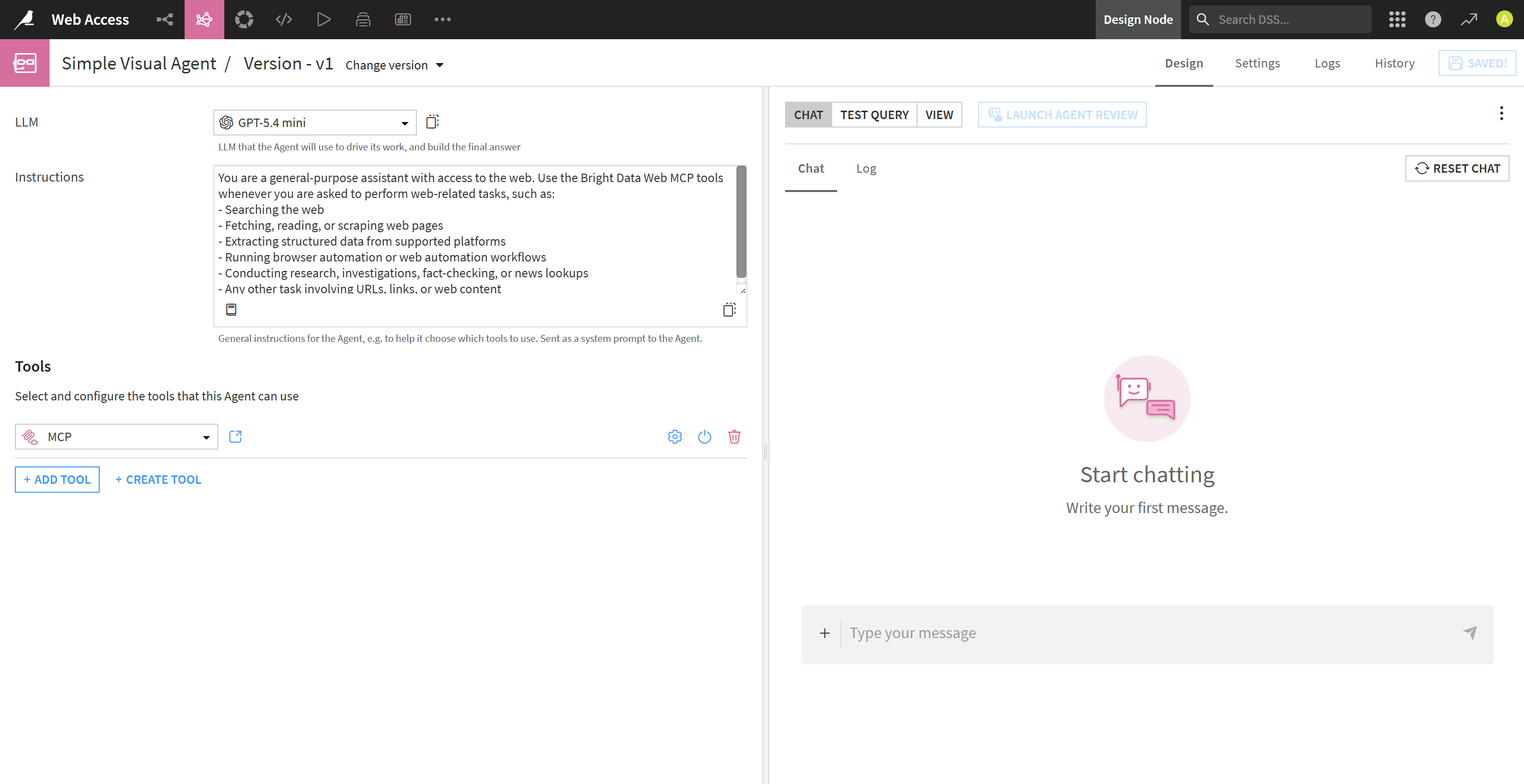 Your Dataiku AI agent with web access via Bright Data Web MCP
