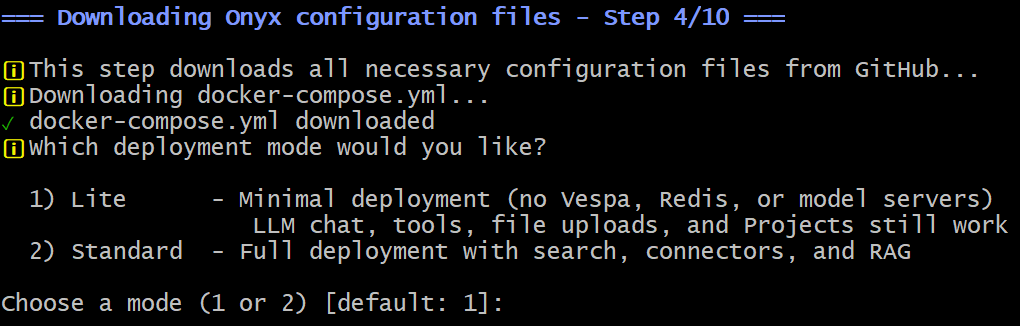 Selecting the Onyx version you want to install