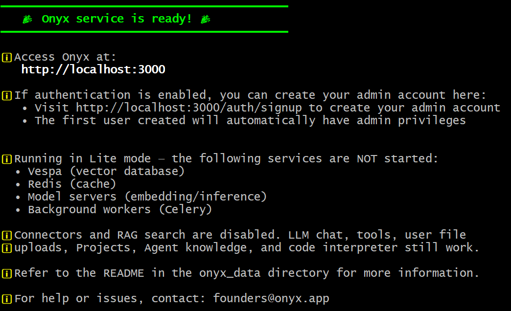 The installation success message