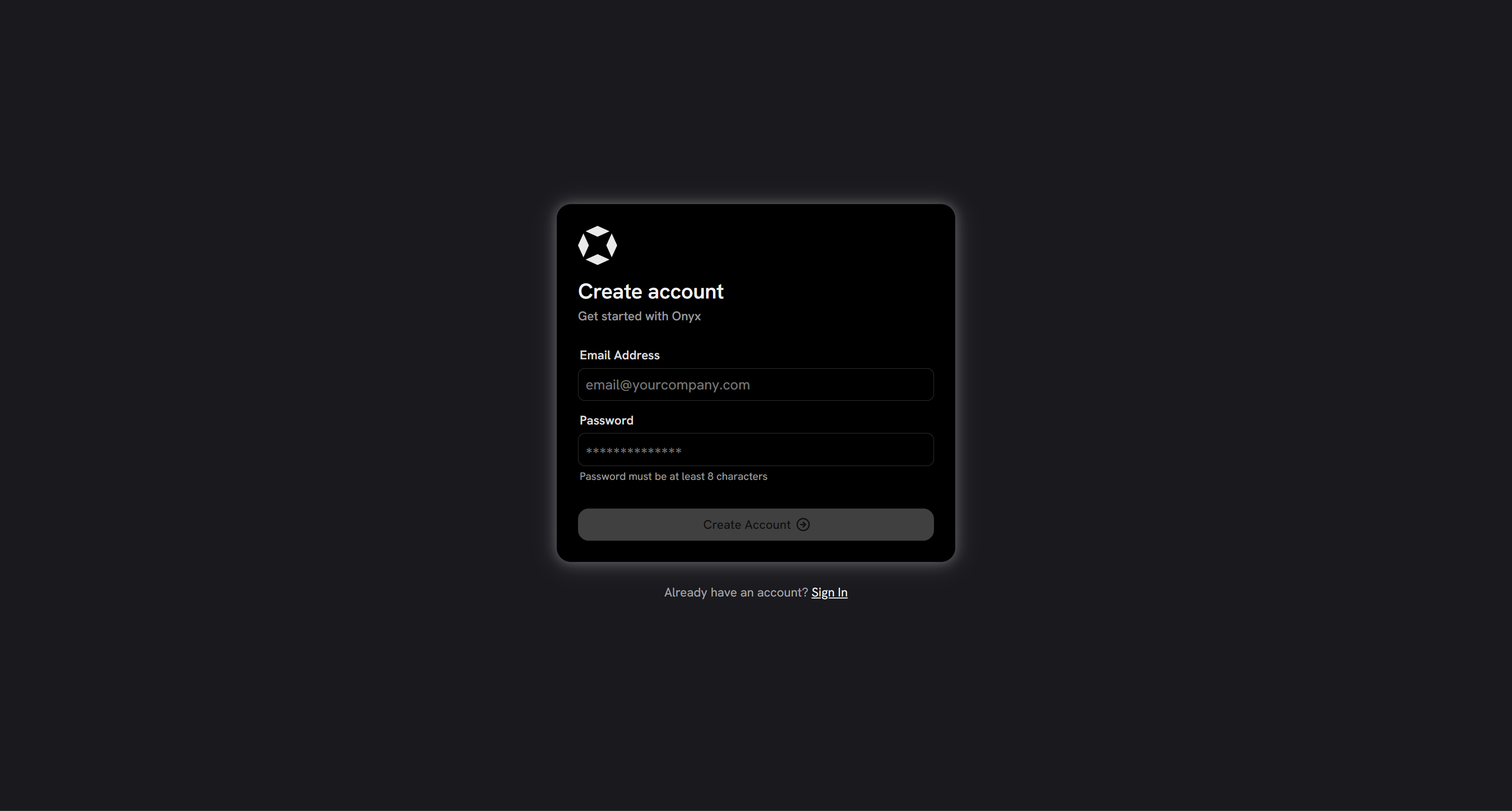 Creating an Onyx account