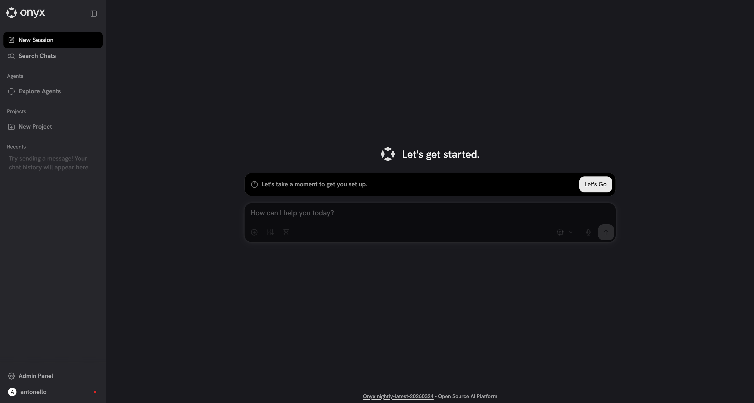 The Onyx dashboard