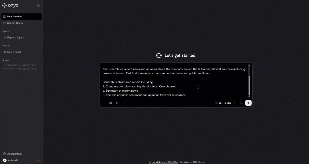 Prompt execution in Onyx