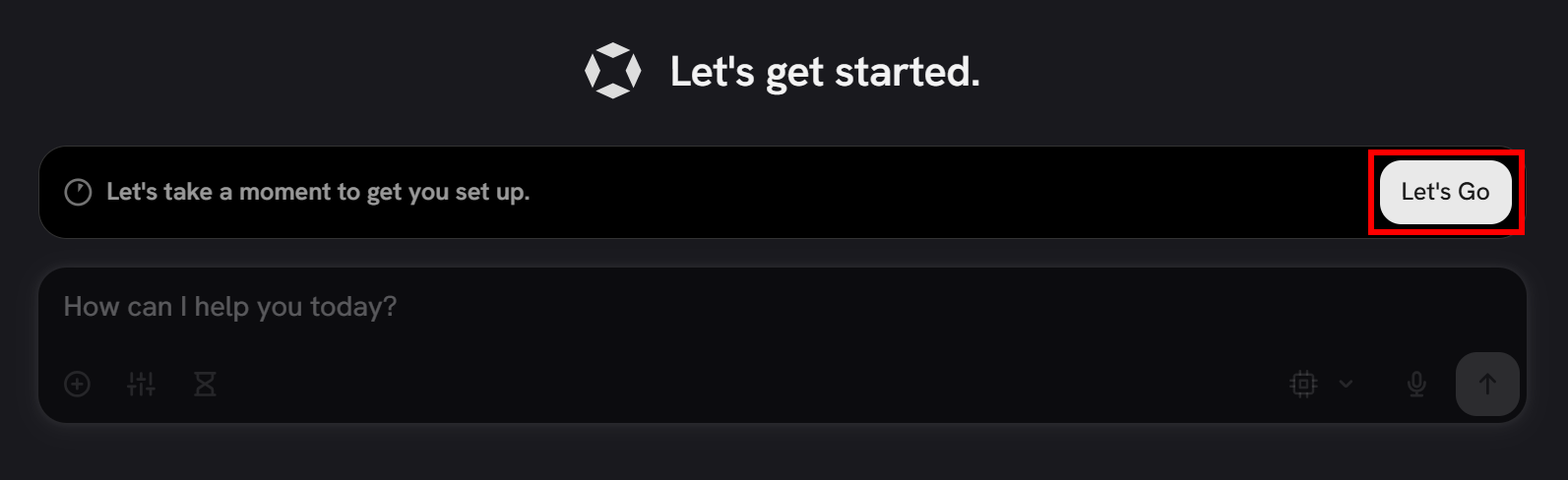 Clicking the “Let's Go” option