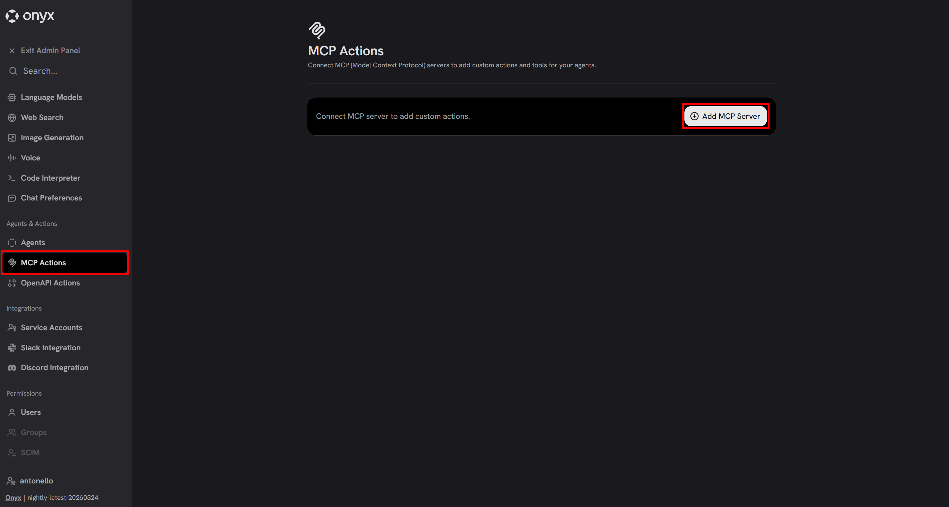 Pressing the “Add MCP Server” button