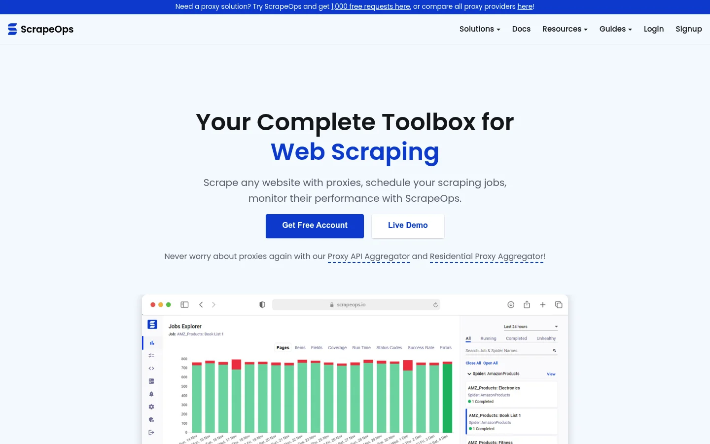 ScrapeOps homepage