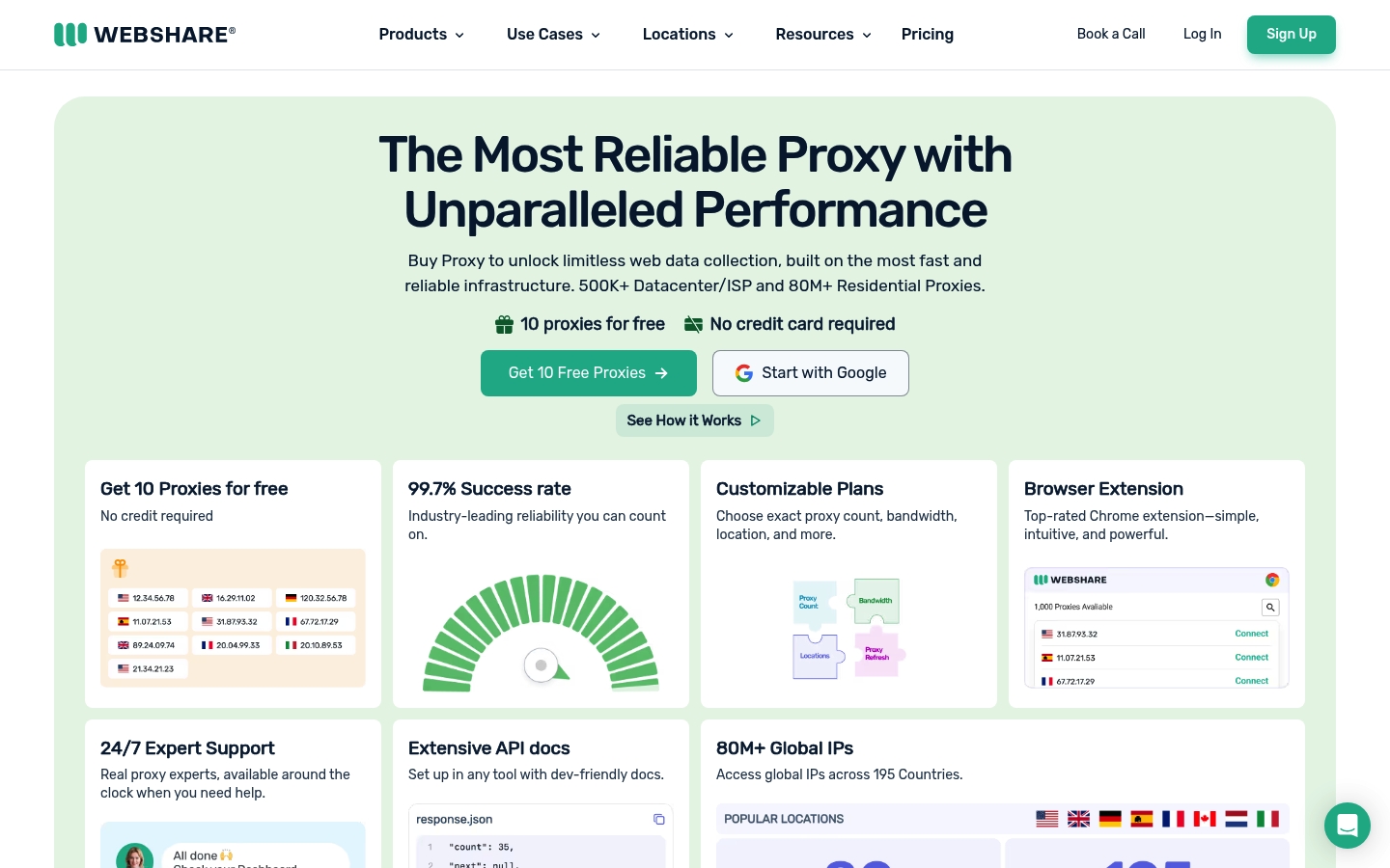 Webshare homepage