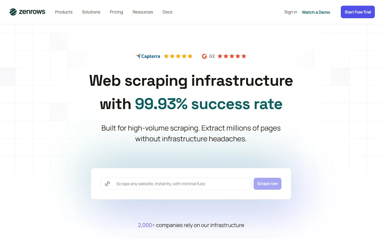ZenRows dashboard