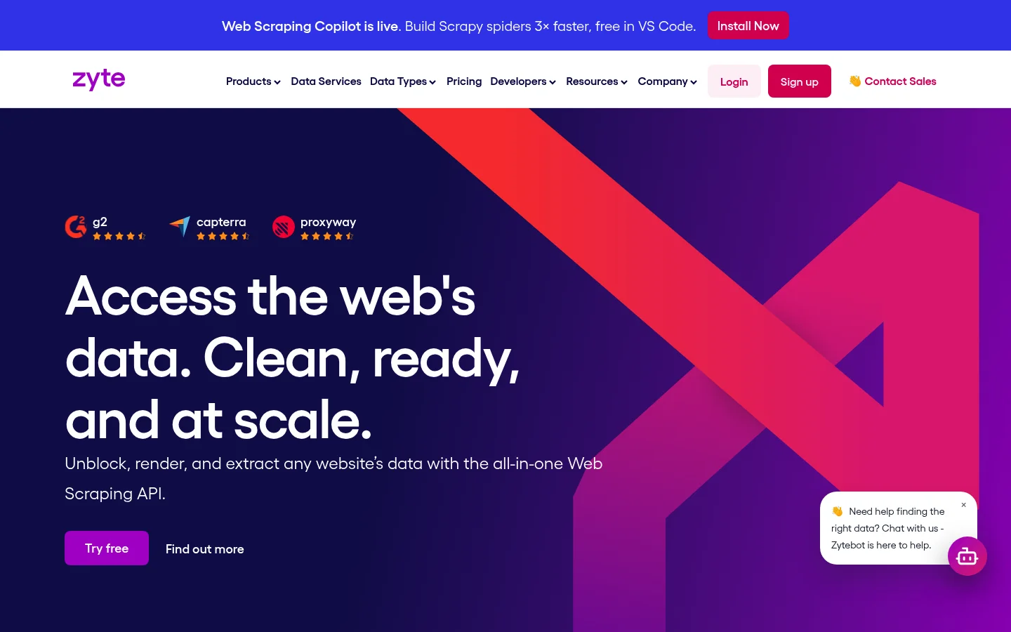 Zyte homepage