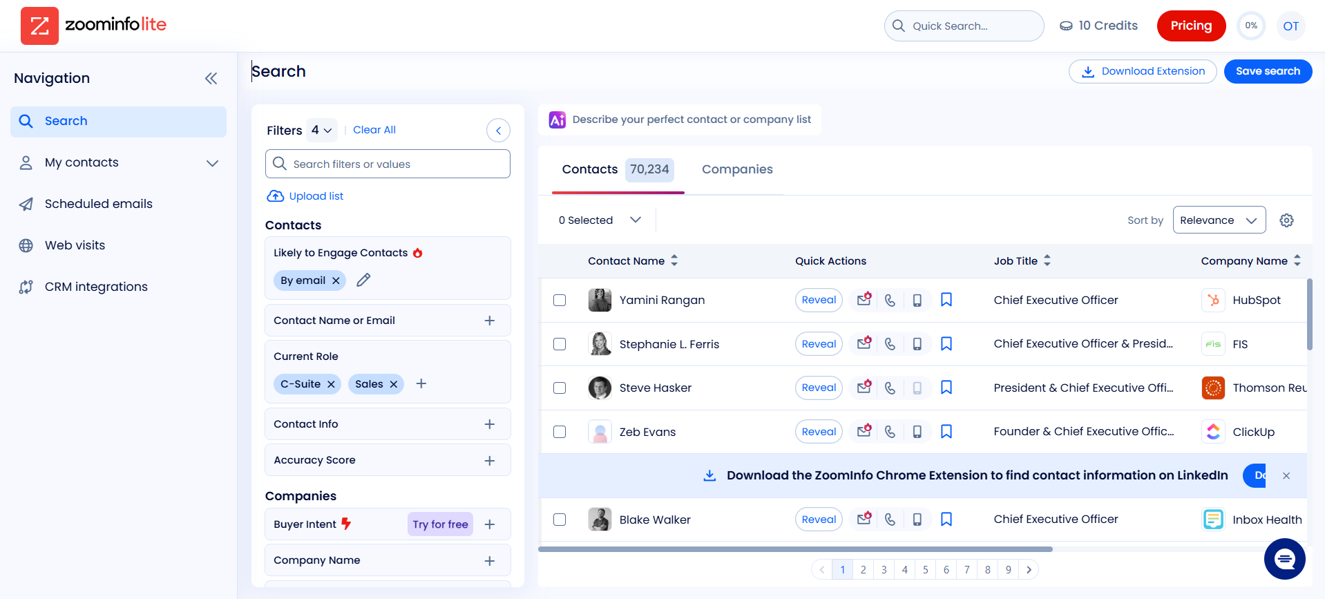 Zoominfo Dashboard
