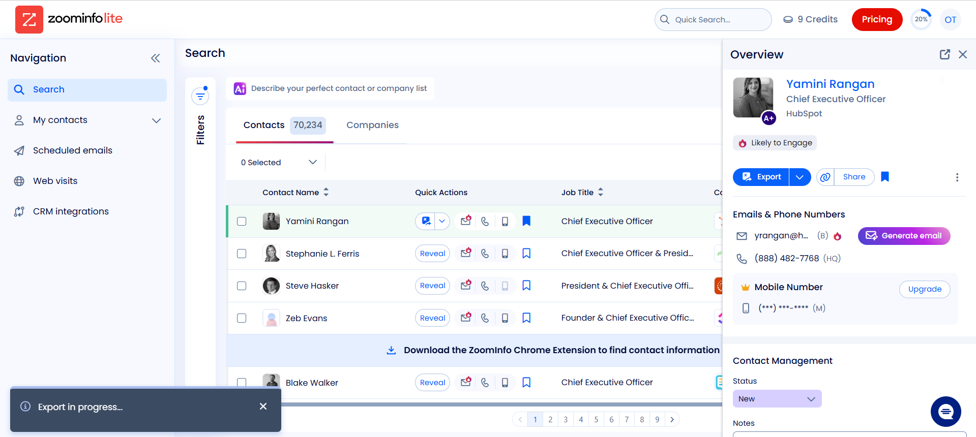 Zoominfo Dashboard