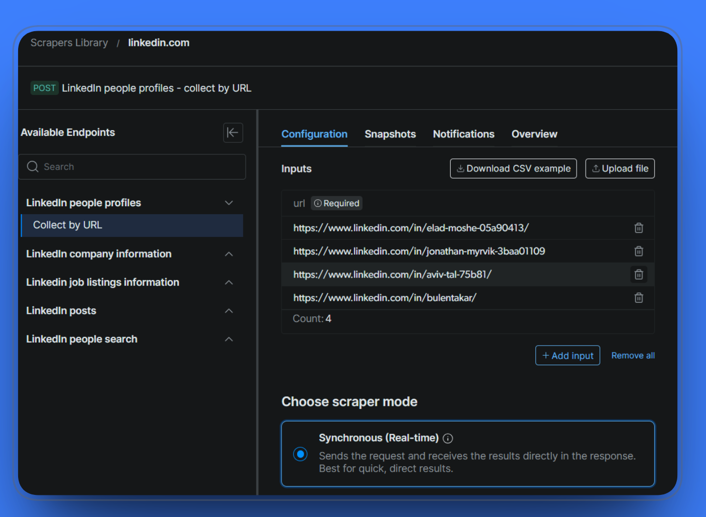 Scrapers Library Configuration