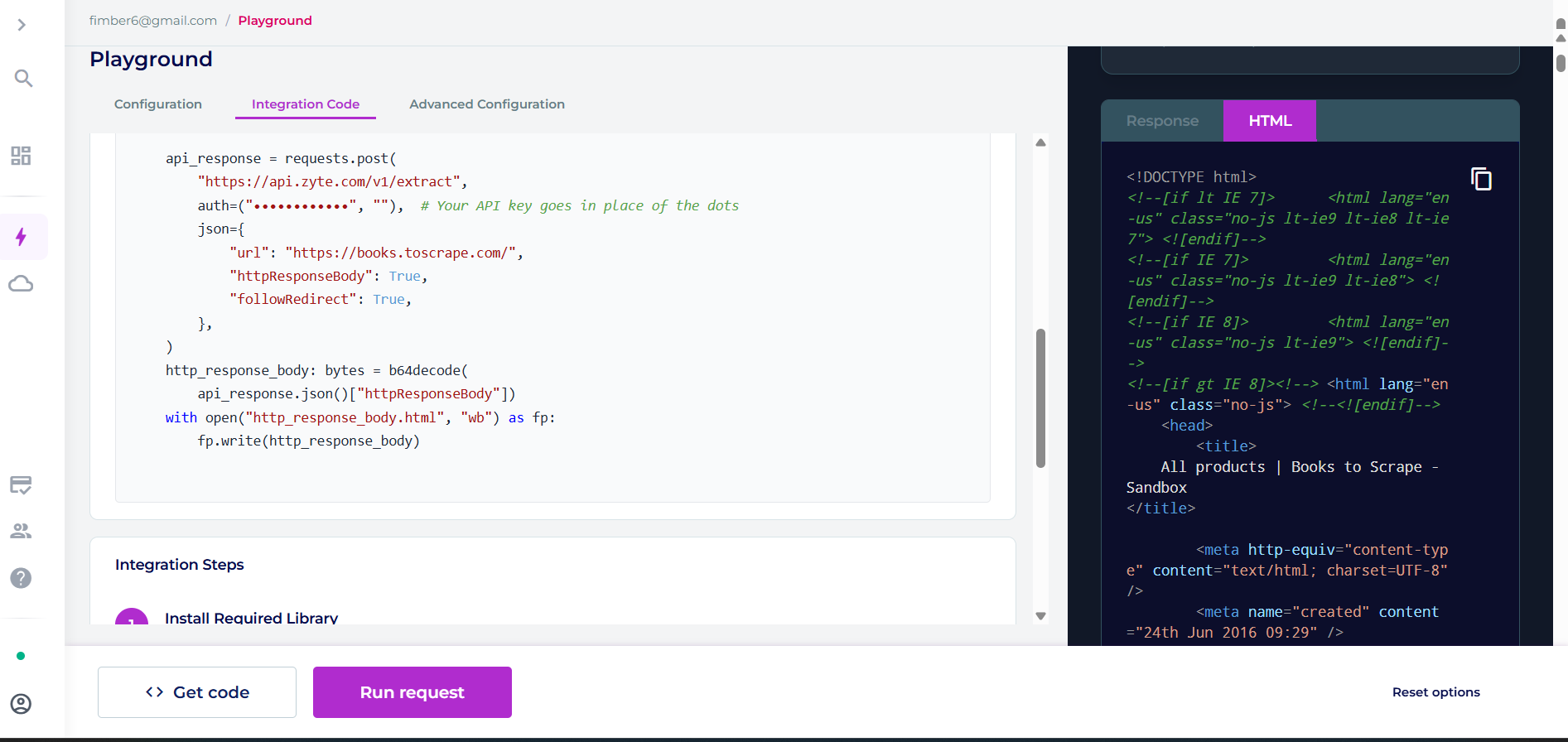 Zyte API returns raw or browser-rendered HTML