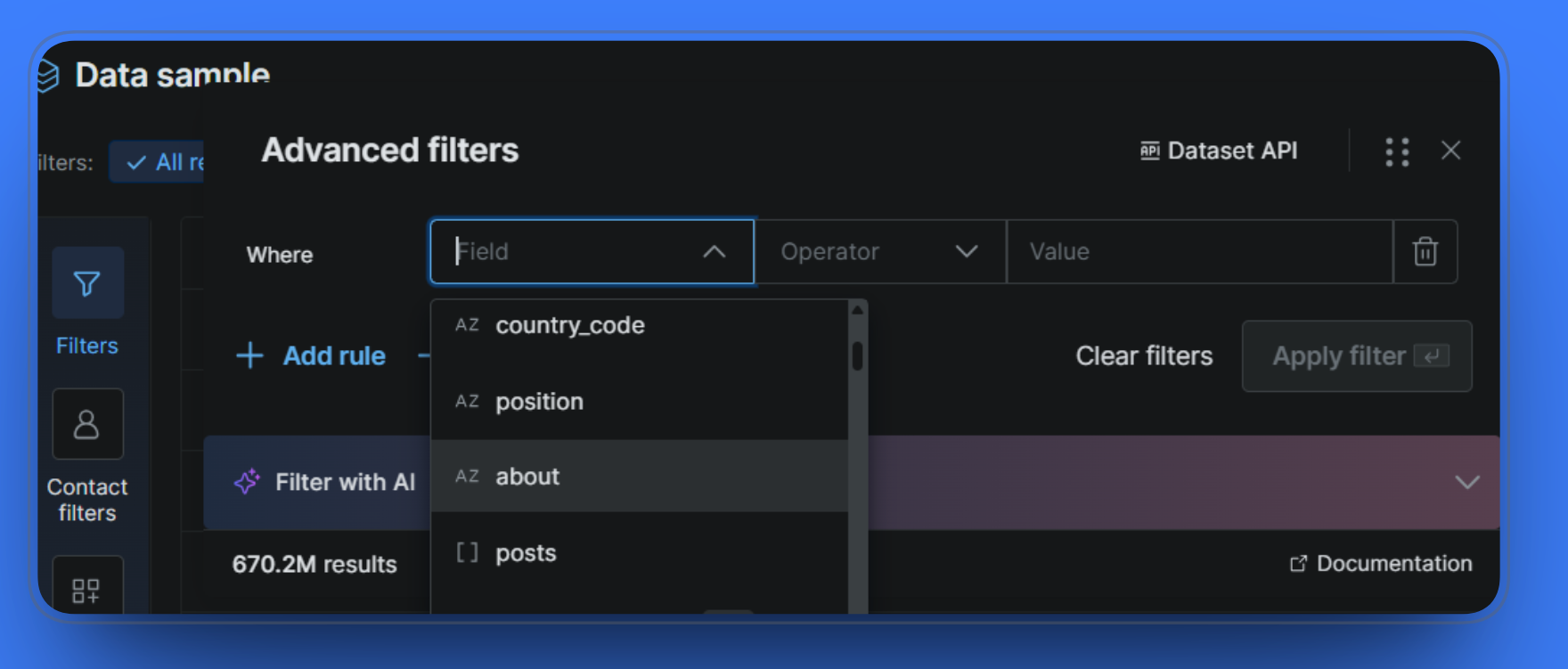 Advanced filters