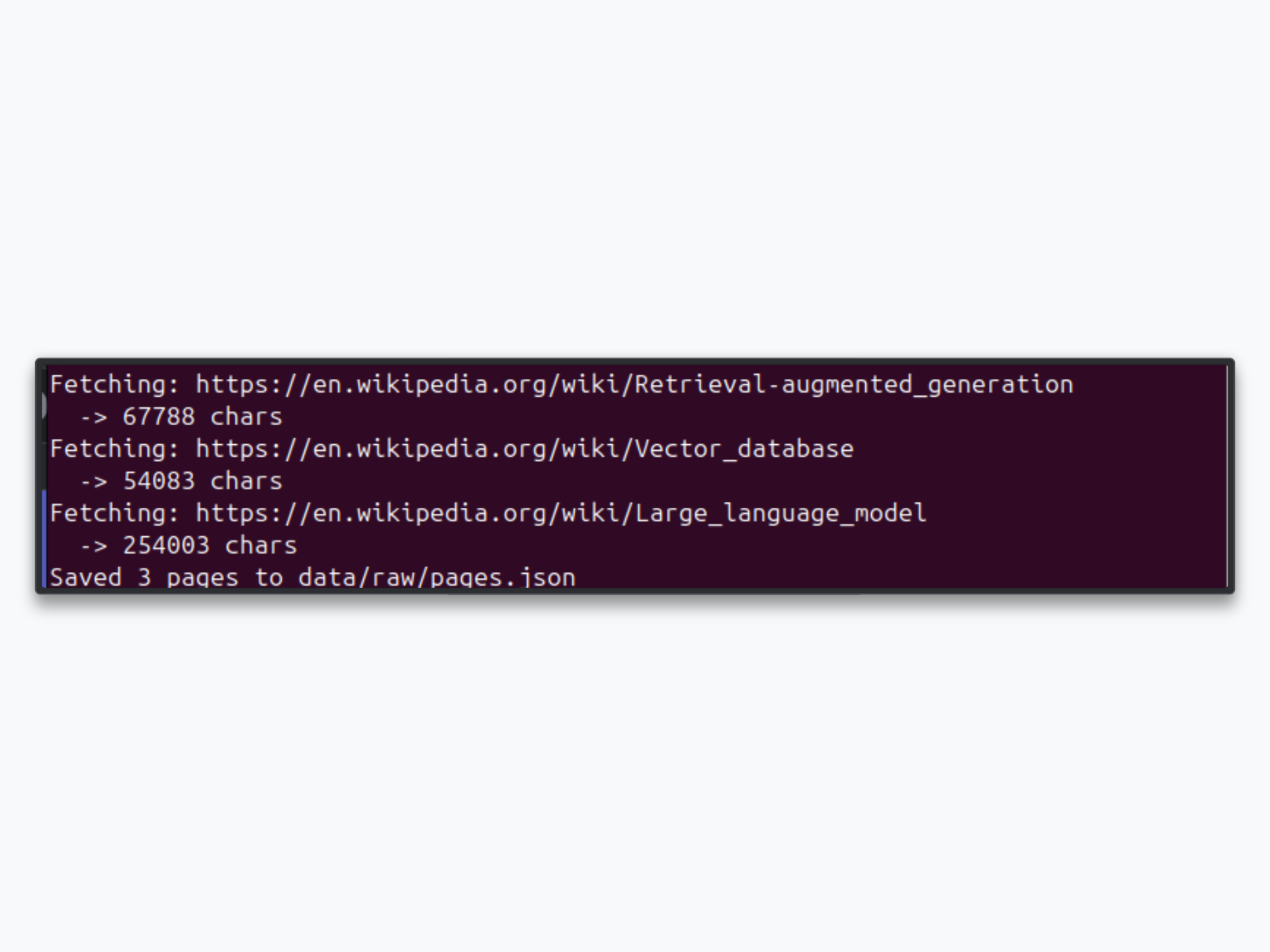 Terminal output after running collect.py