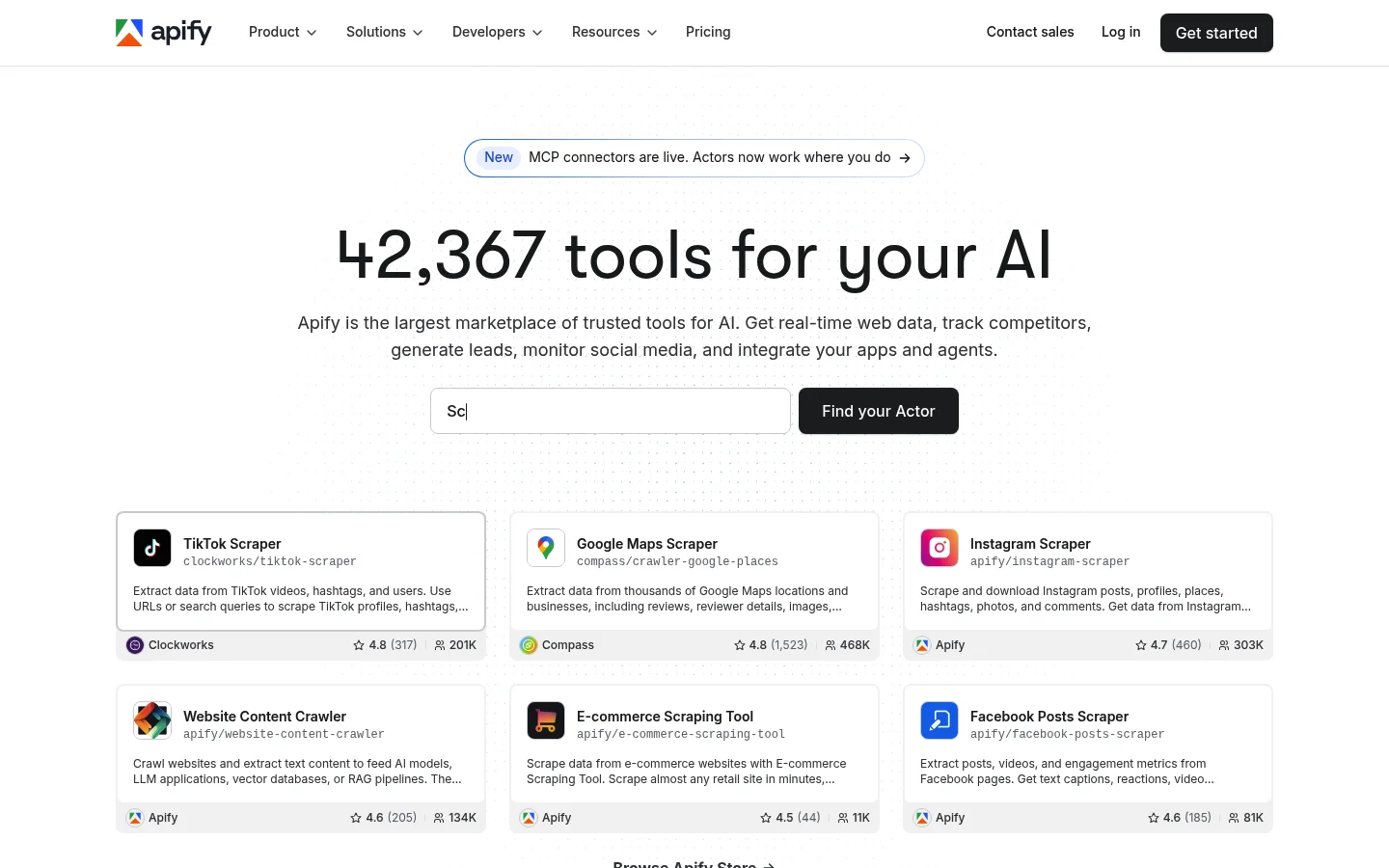 Apify scraper marketplace