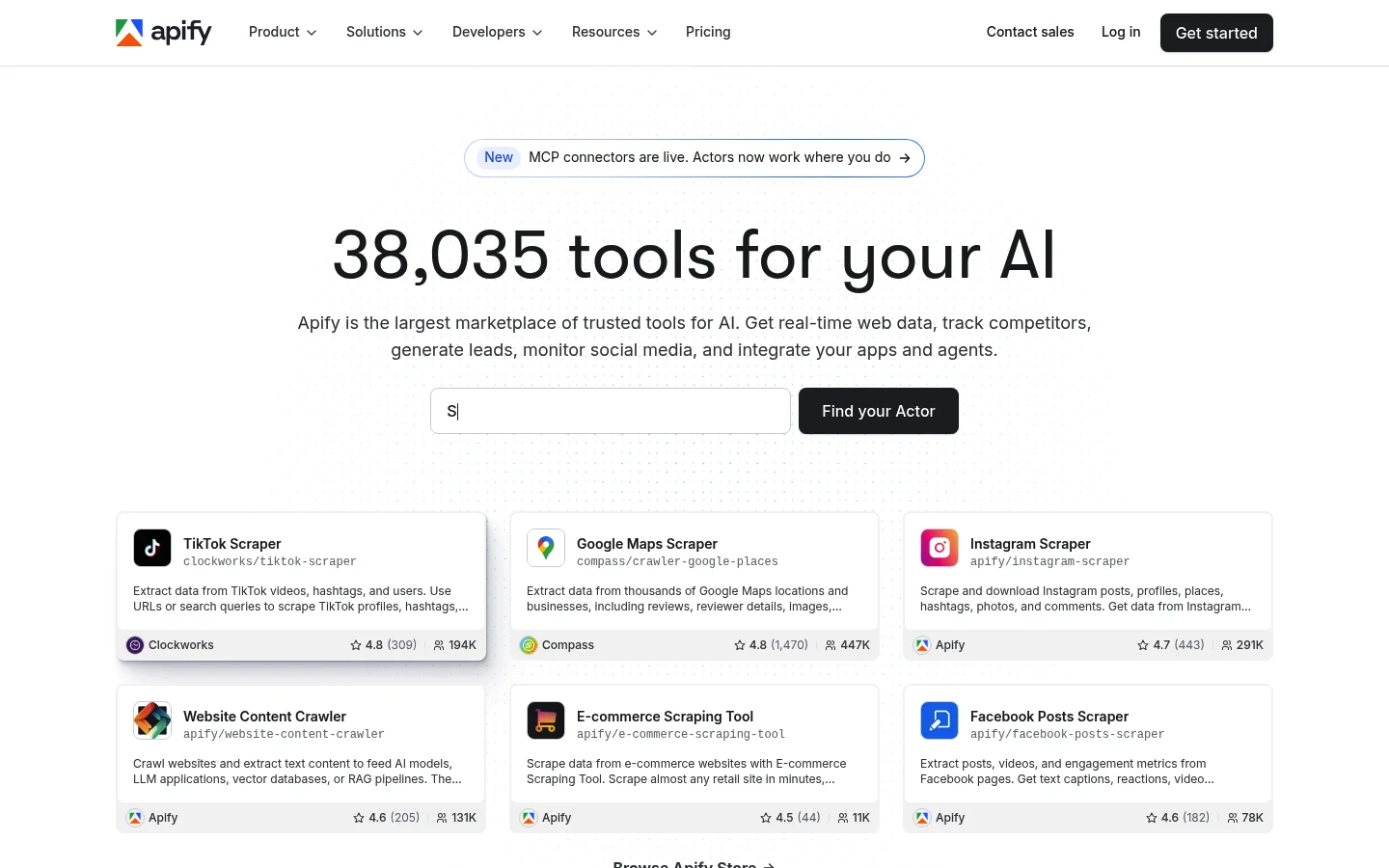 Apify homepage