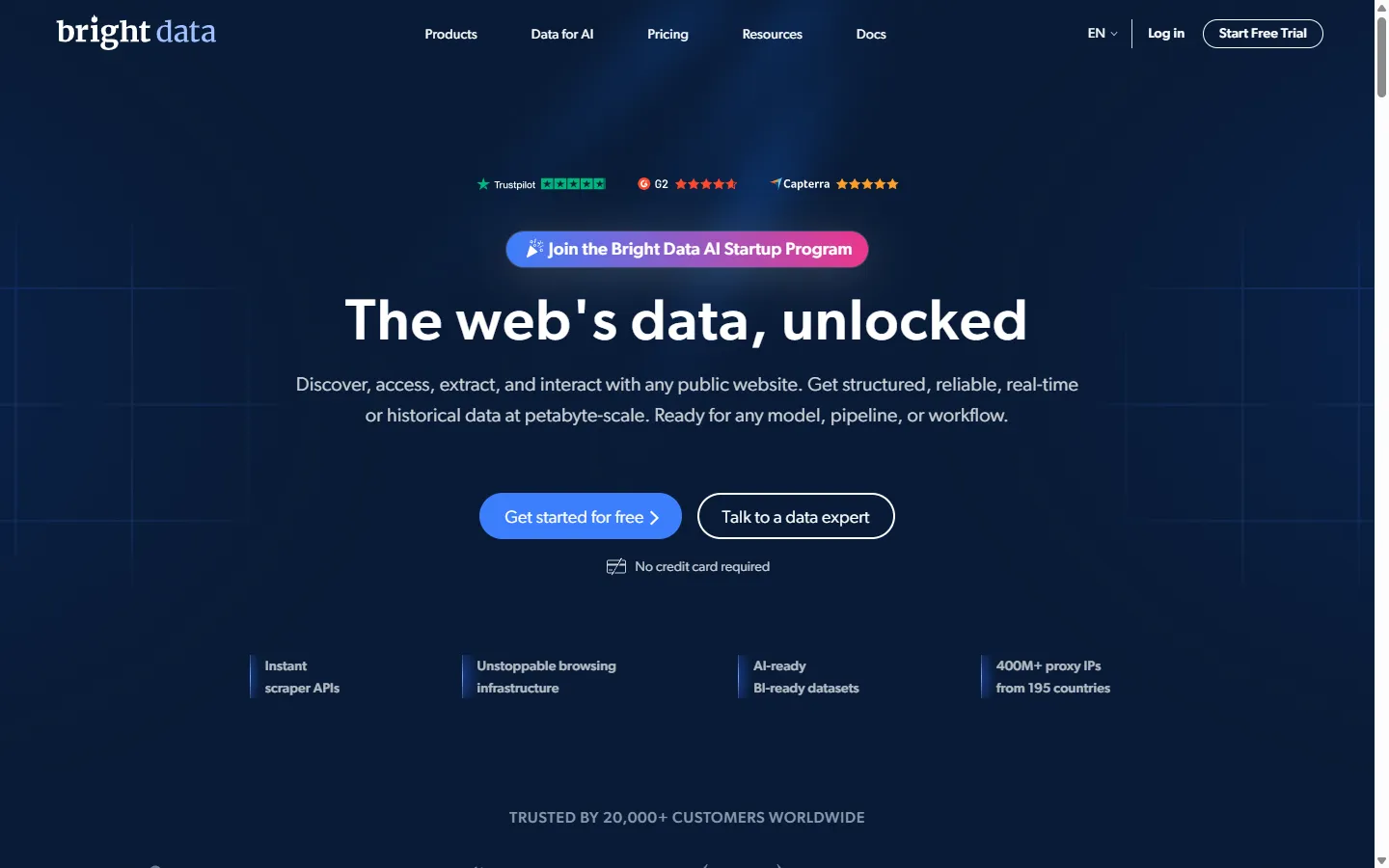 Bright Data homepage