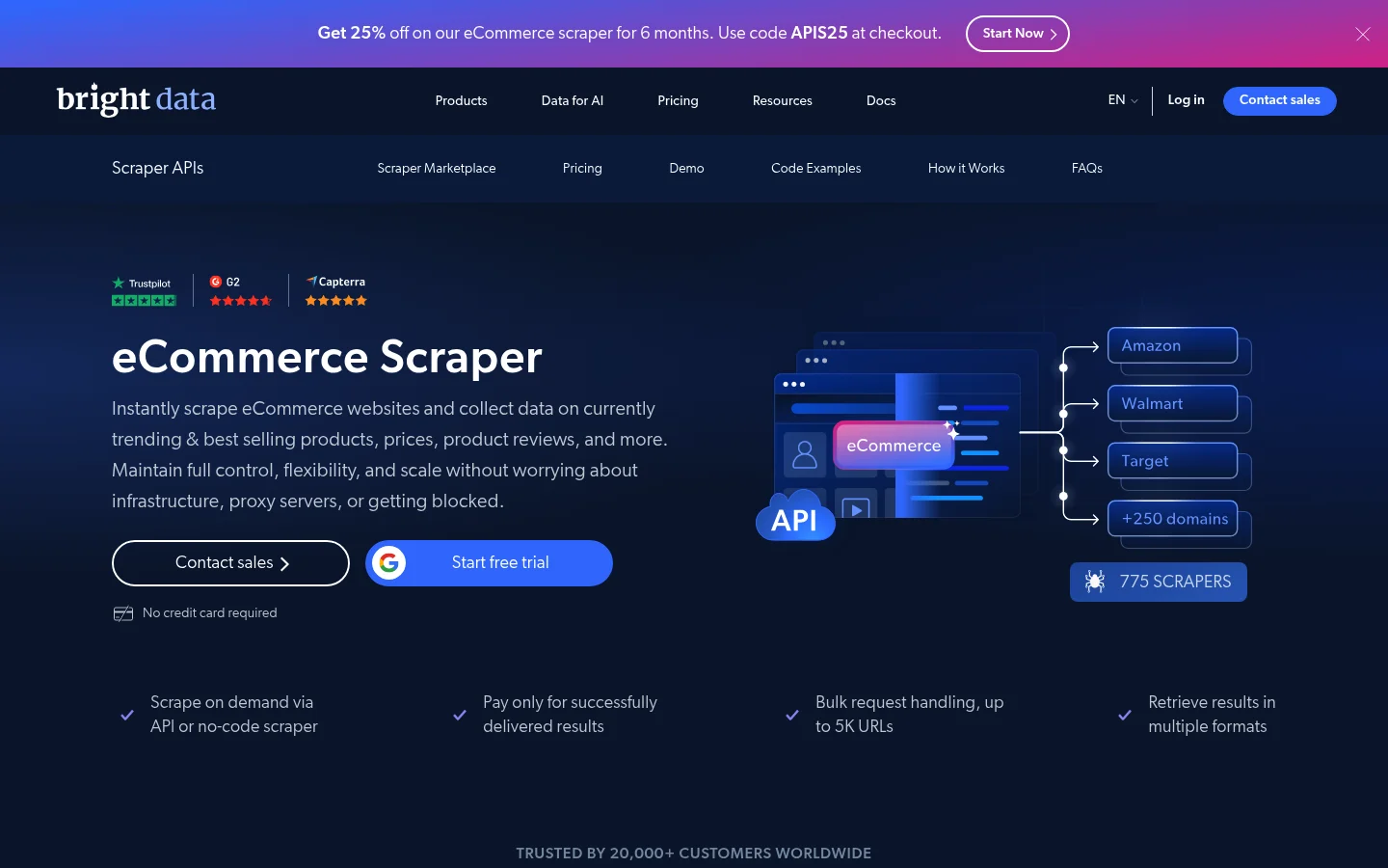 Bright Data eCommerce Scraper API page