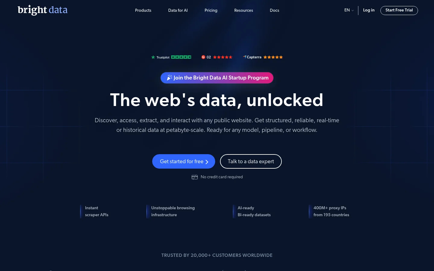 Bright Data homepage